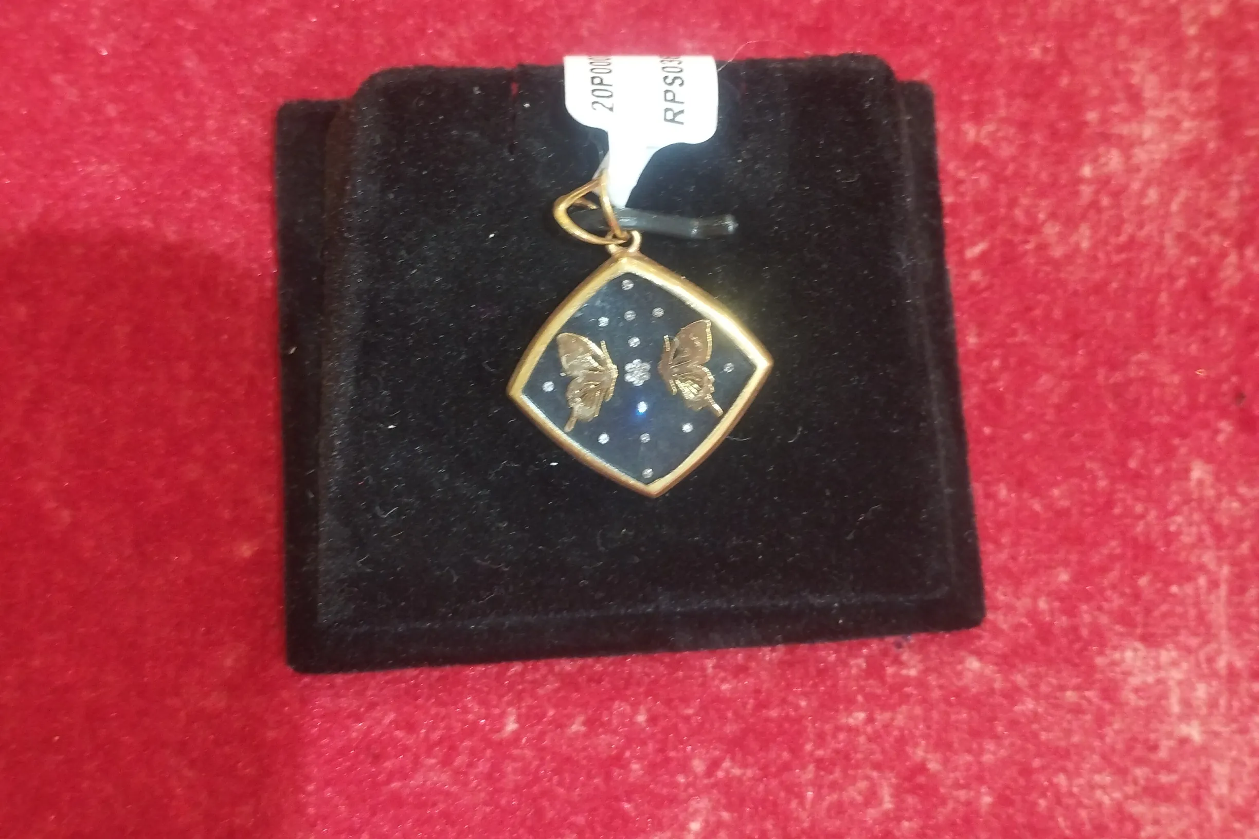 Gold and Enamel Butterfly Pendant view 2
