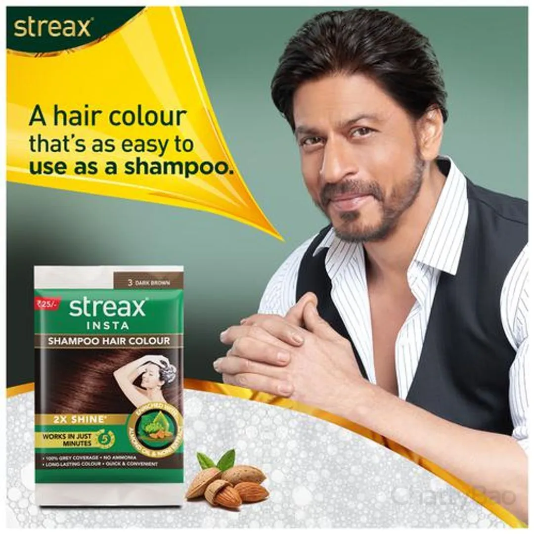 Streax Insta Shampoo Hair Colour - Dark Brown 8 ml view 2