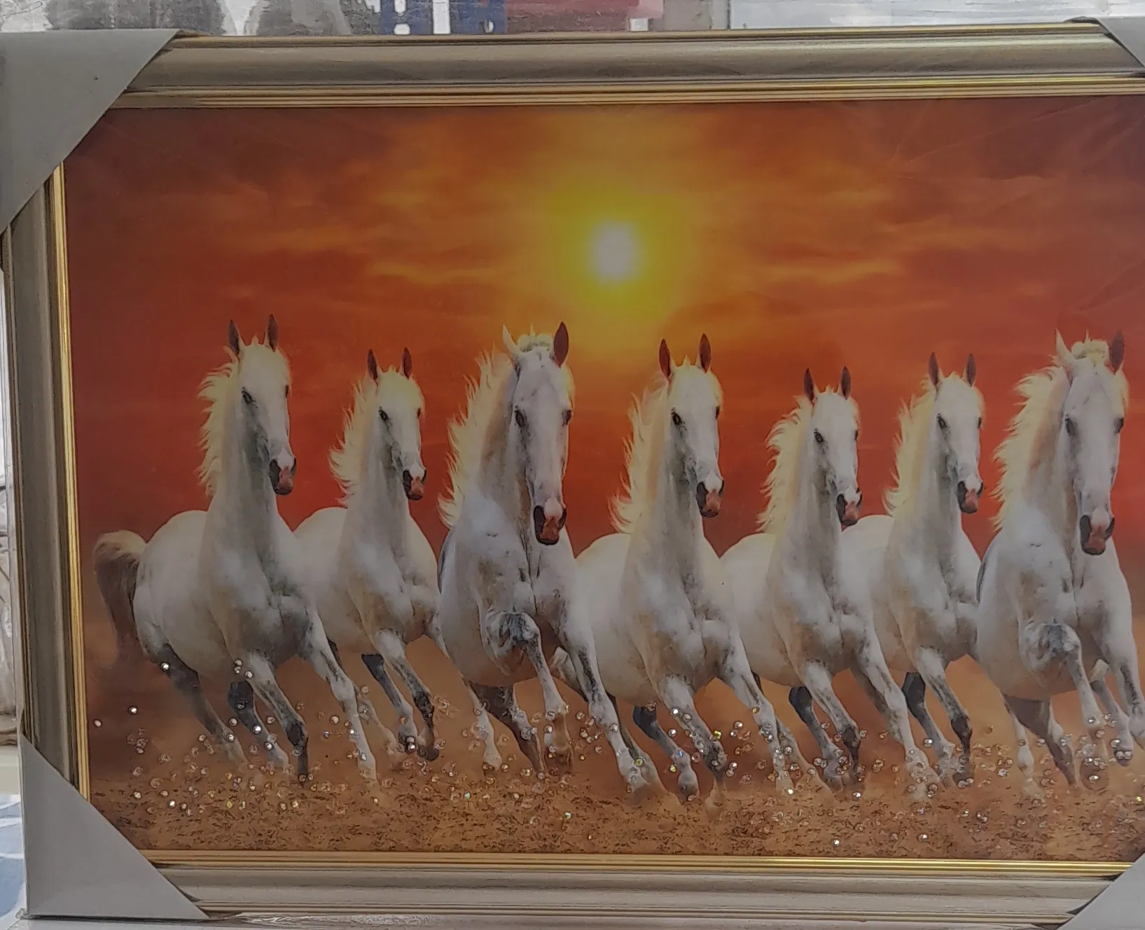 Horse Running Sunset Painting 12"H & 18"W view 2