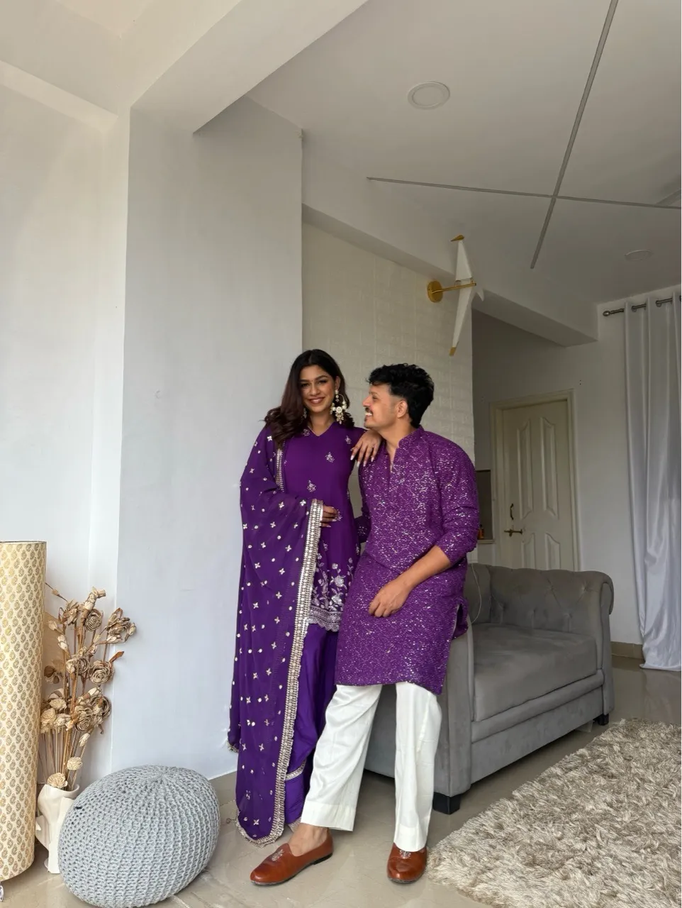 ‘Naqsh’ - Farshi Salvar suit Set- Purple view 4