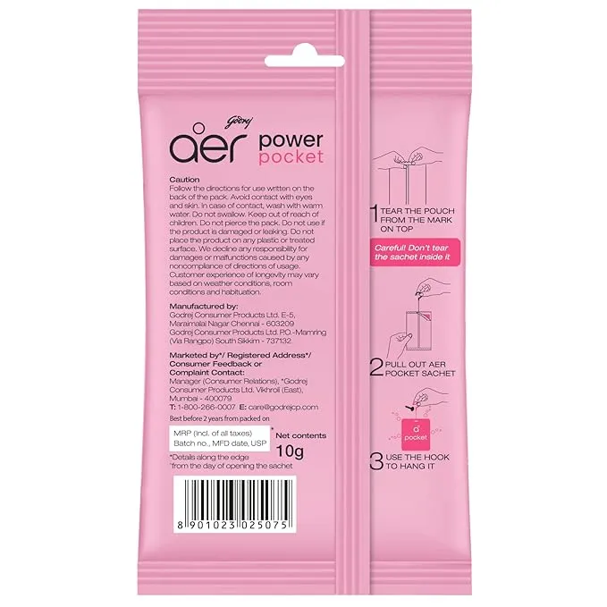 Godrej Aer Power Pocket Air Freshener - Rose Fresh Blossom 10 g view 2