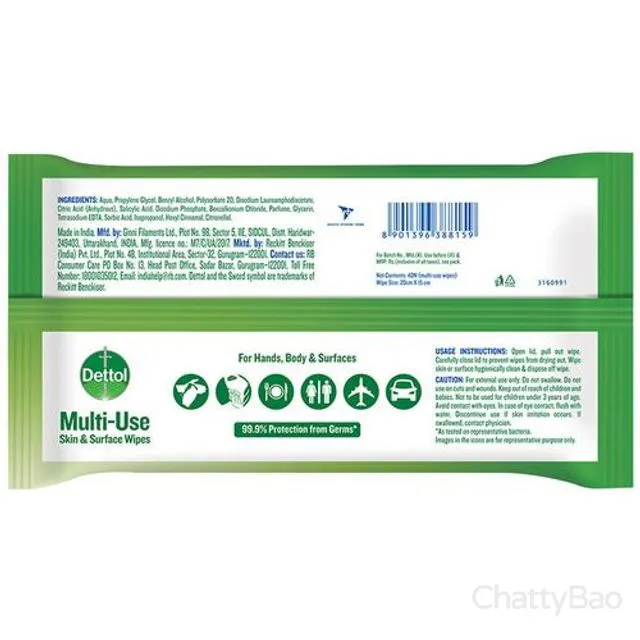 Dettol Sanitizer Wet Wipes - Original 40 Pieces view 2