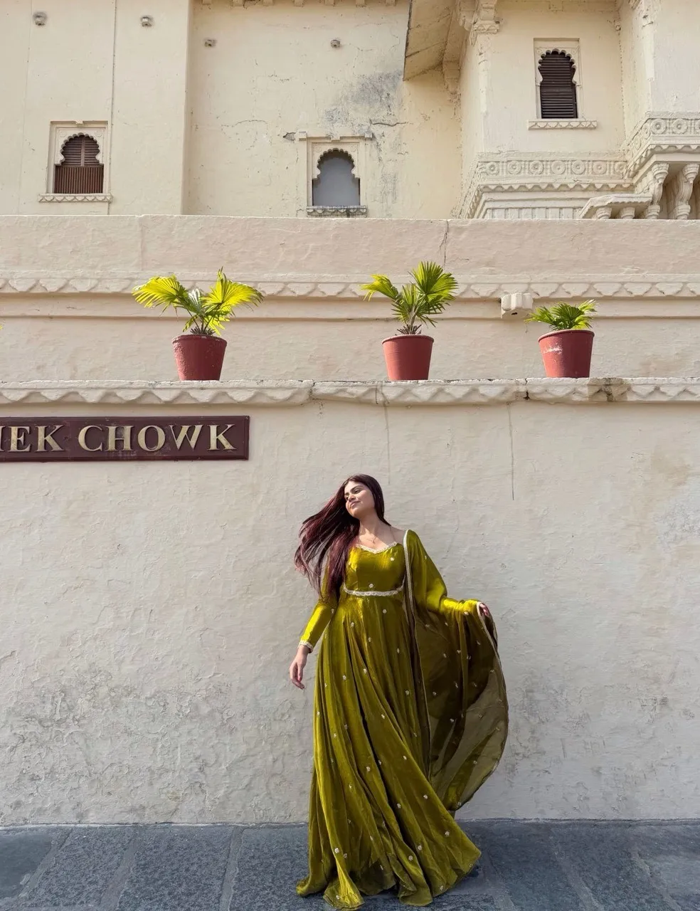 ‘Aafreen’ Anarkali - Olive Green view 2
