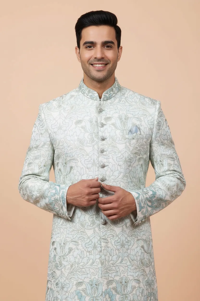Embroidered Indowestern Outfit view 2
