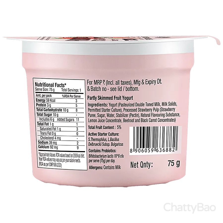 Epigamia Fruit Yogurt - Strawberry 75 g view 2