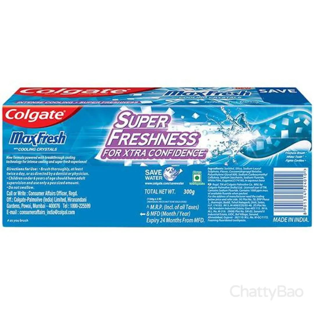 Colgate Max Fresh Peppermint Toothpaste 300 g (2 x 150 g) view 2