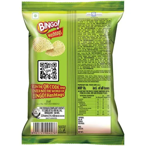 Bingo Hashtags Cream & Onion Potato Chips 58 g view 2