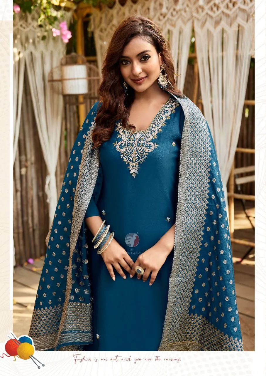 Embroidered Blue Salwar Suit view 2