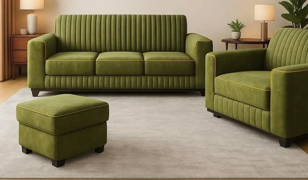 Olive-Green Sofa Set With Sentar Tubel view 2