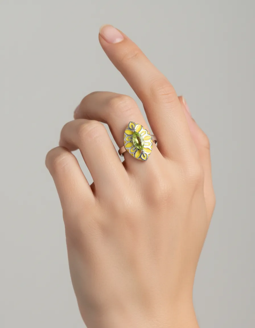 Floral Enamel Ring view 2