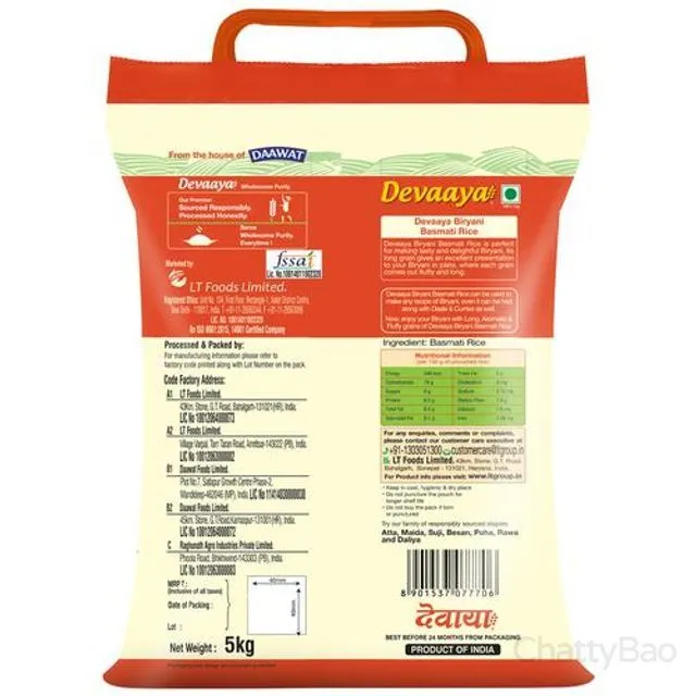 Daawat Devaaya Biryani Basmati Rice 5 Kg view 2