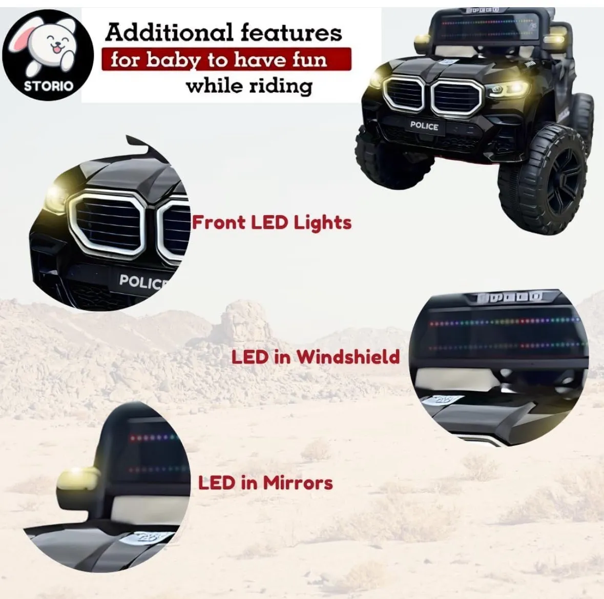 Ride-On Jeep Black For Kids view 3