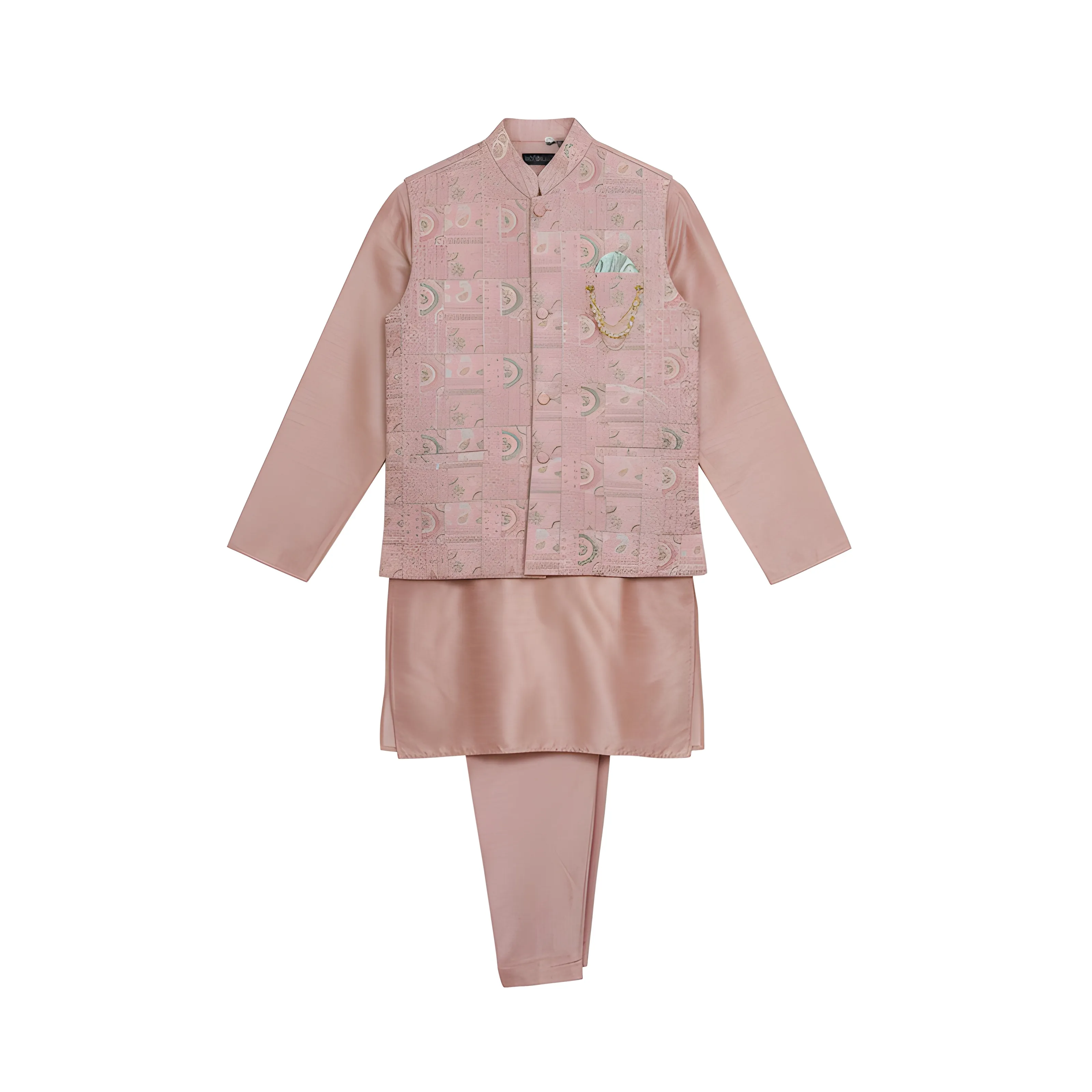 Pink Embroidered Kurta Three  Piece Set view 2