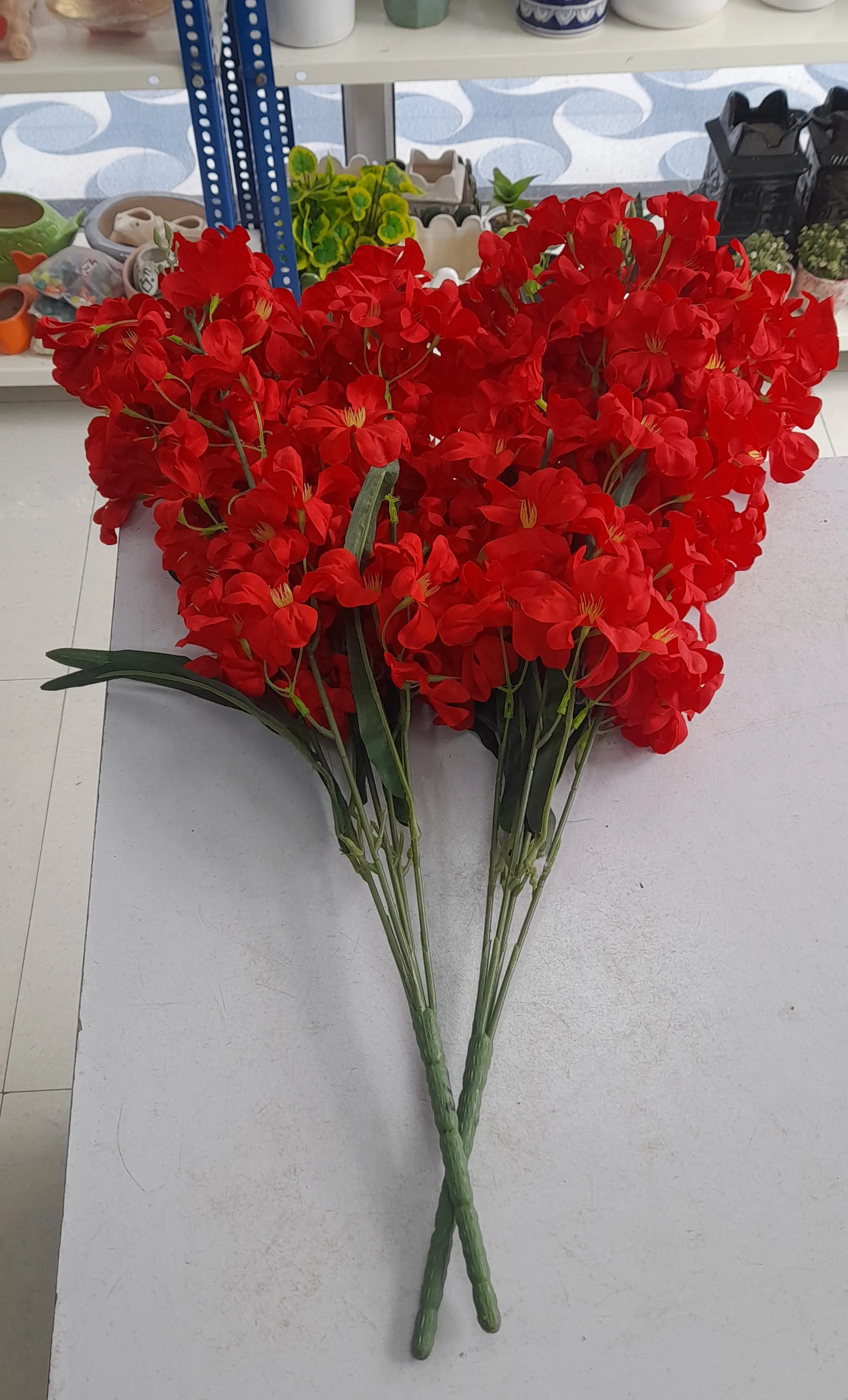 Artificial Red Flowers Set Of 2 Nos view 2