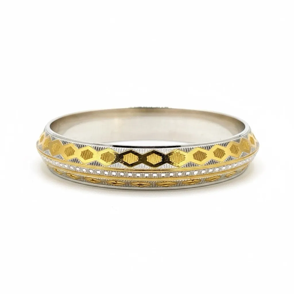 Gold and Silver Textured Kada view 2