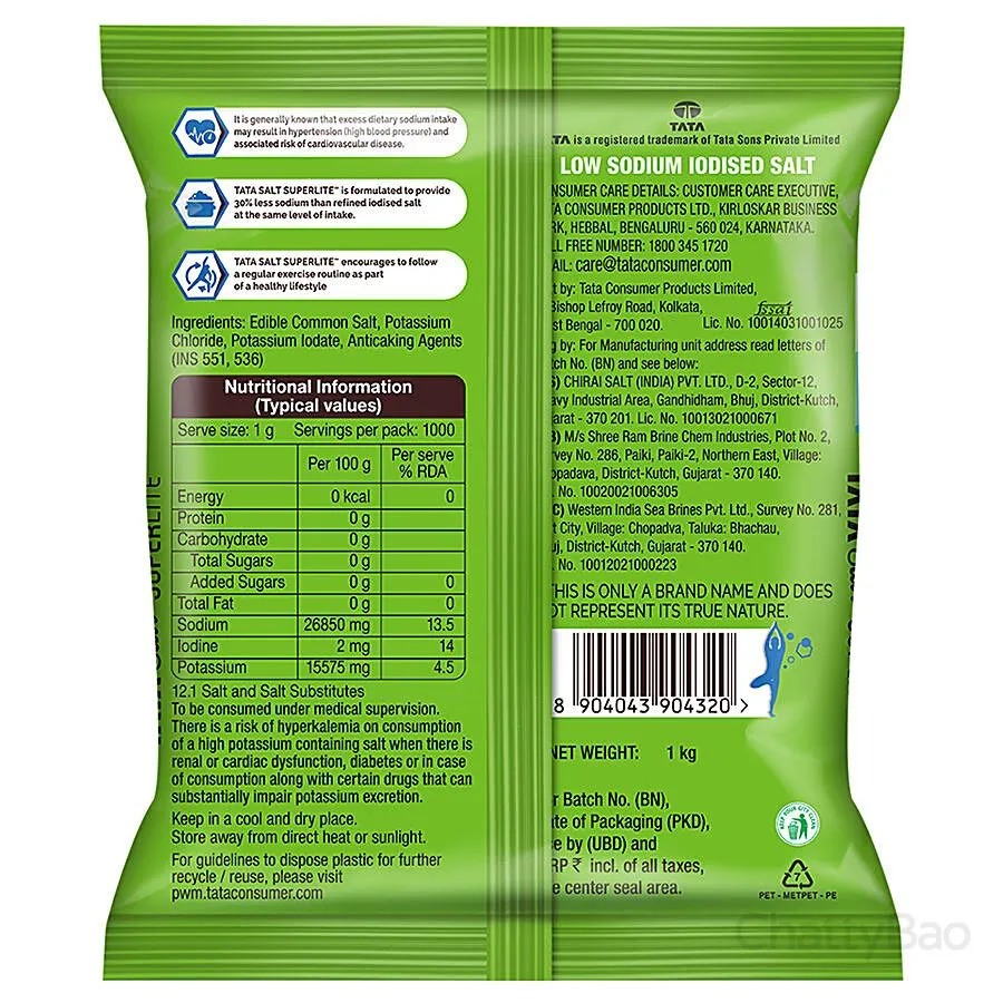 Tata Salt Super Lite Iodized Salt 1 Kg view 2
