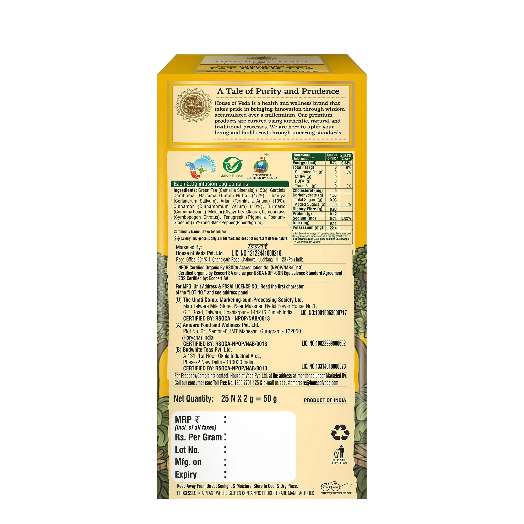 House Of Veda Fat Burn Tea 25 Tea Bag view 2