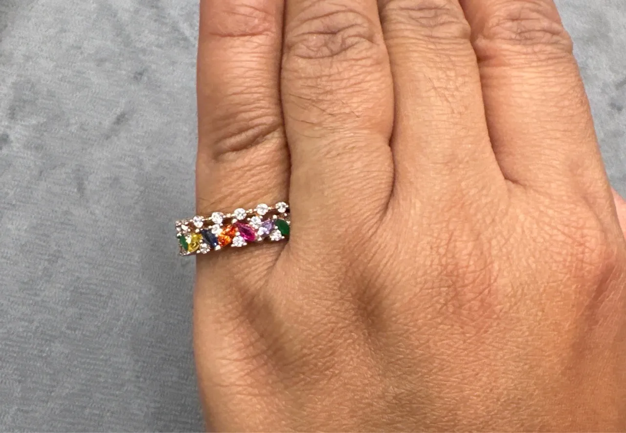 Multicolor Gemstone Rose Gold Ring