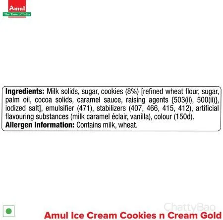 Amul Tub Gold Cookies & Cream Ice Cream 1 L view 5