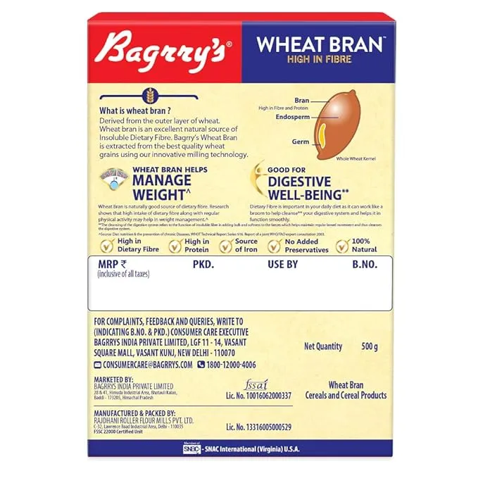 Bagrrys Wheat Bran High in Fibre & Protein 1 Kg view 2