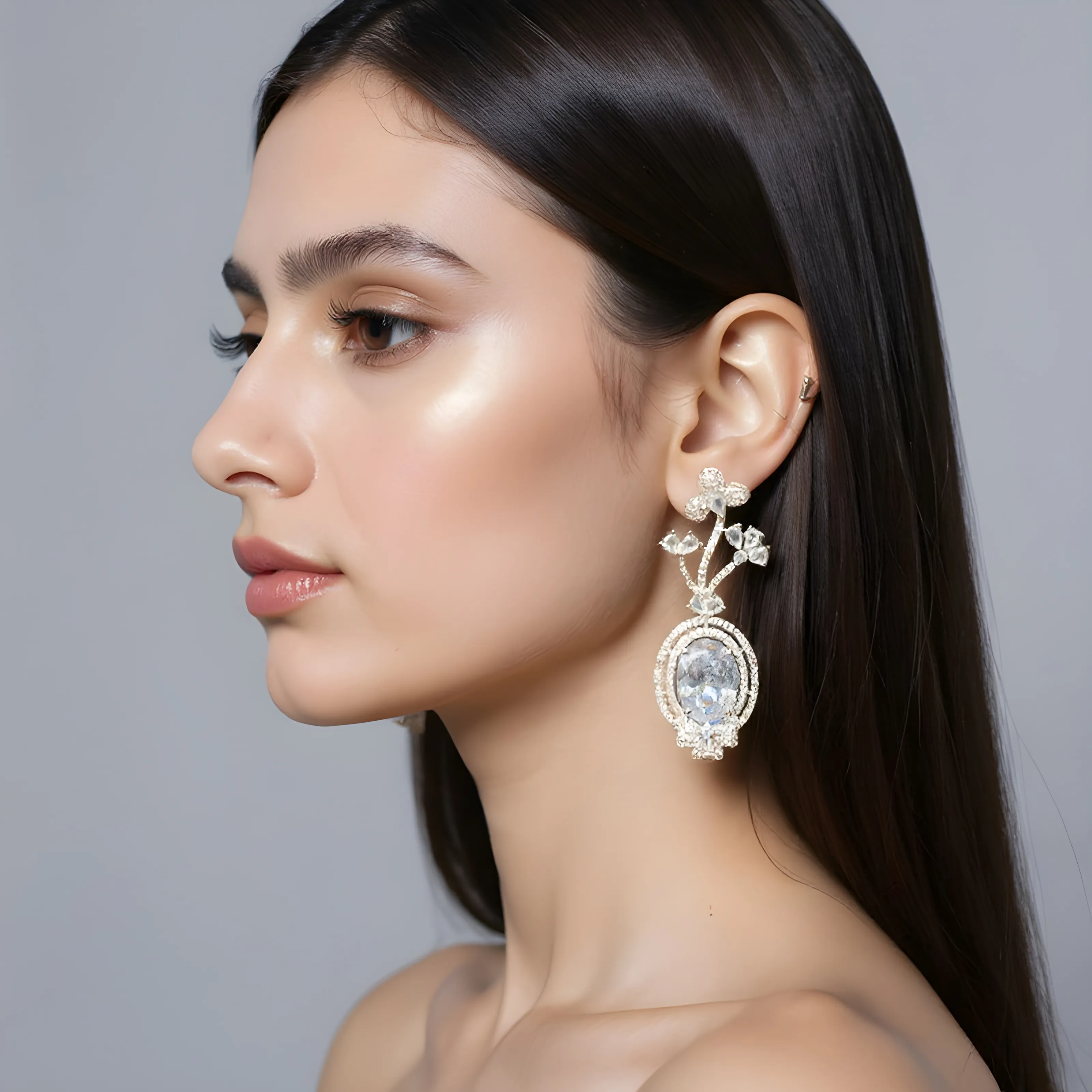 Crystal Flower Earrings view 2