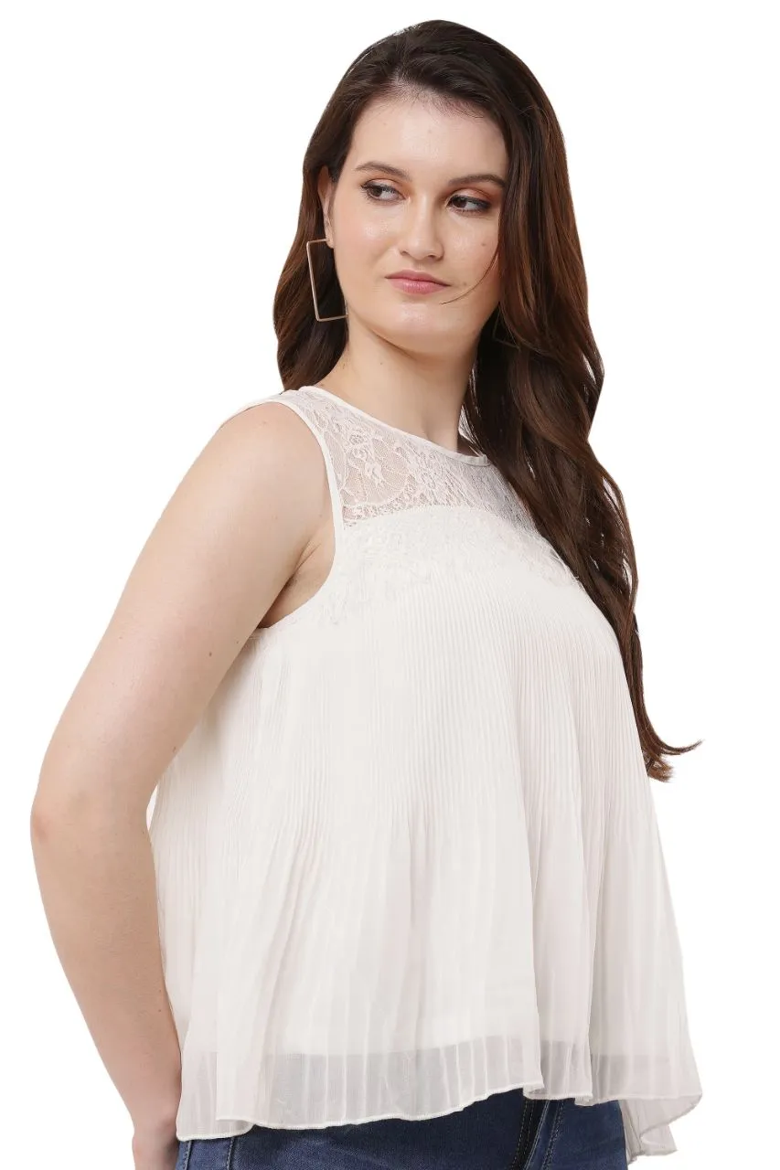 Lace Detail Pleated Top view 4