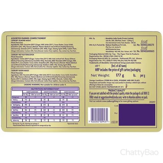 Cadbury Celebrations Rich Dry Fruit Collection Chocolates - Gift Box 177 g view 2