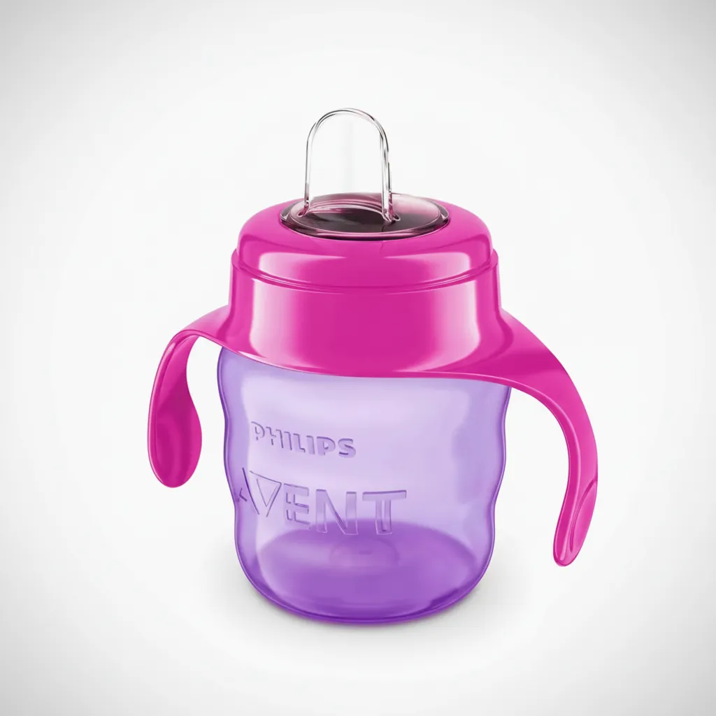 Philips Avent Silicone Classic Spout Cup with Handle | Pink/Purple | 200ml (SCF551/03) view 2