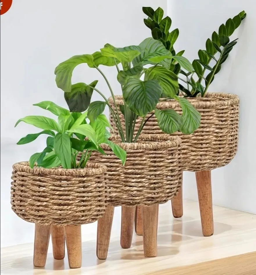 Set of 3 Jute Woven Plant Stands view 2