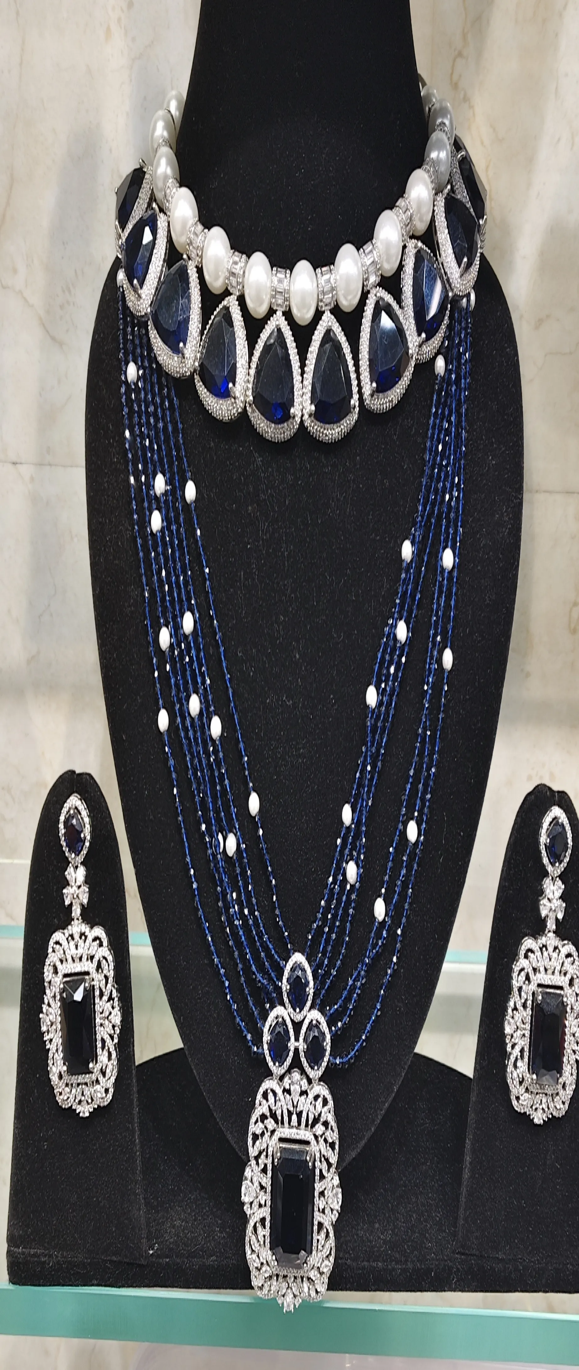 AD Blue Necklace and Earrings Set view 2