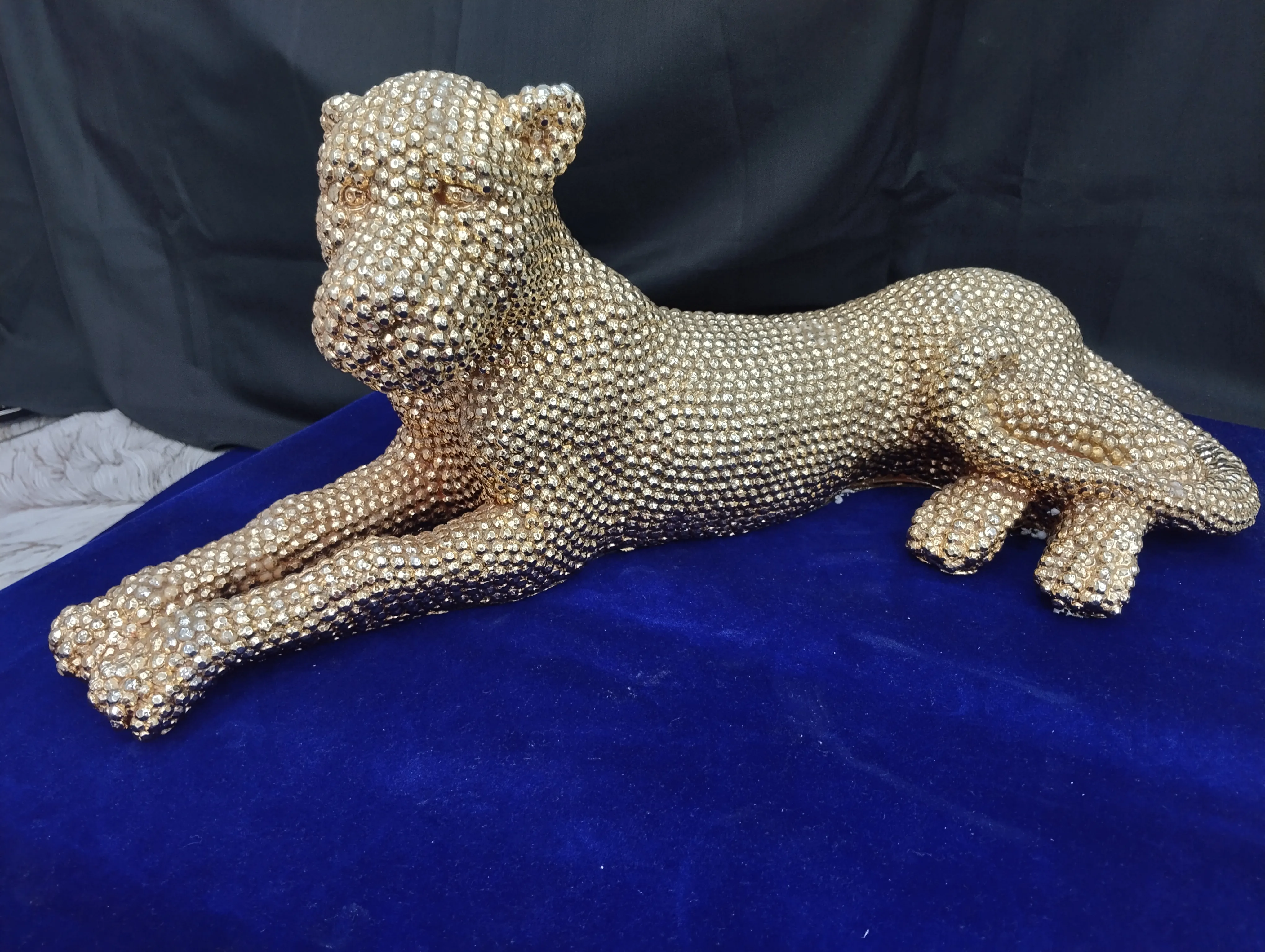 Studded Gold Panther Sculpture view 2