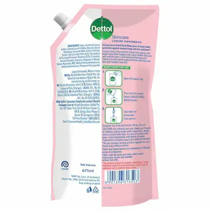 Dettol Skincare pH-Balanced Liquid Handwash (Pack of 2 x 675 ml each) view 2