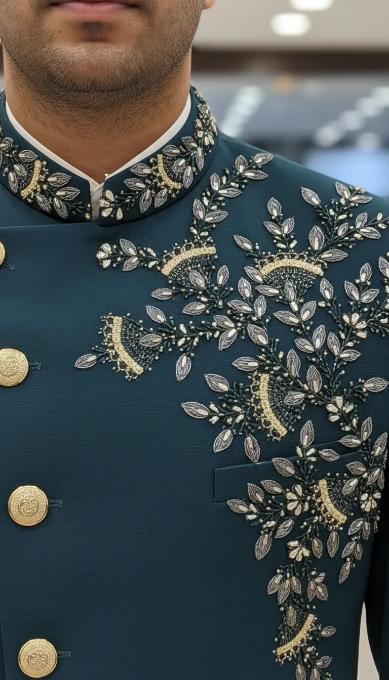 Embroidered Bandhgala Jacket view 2