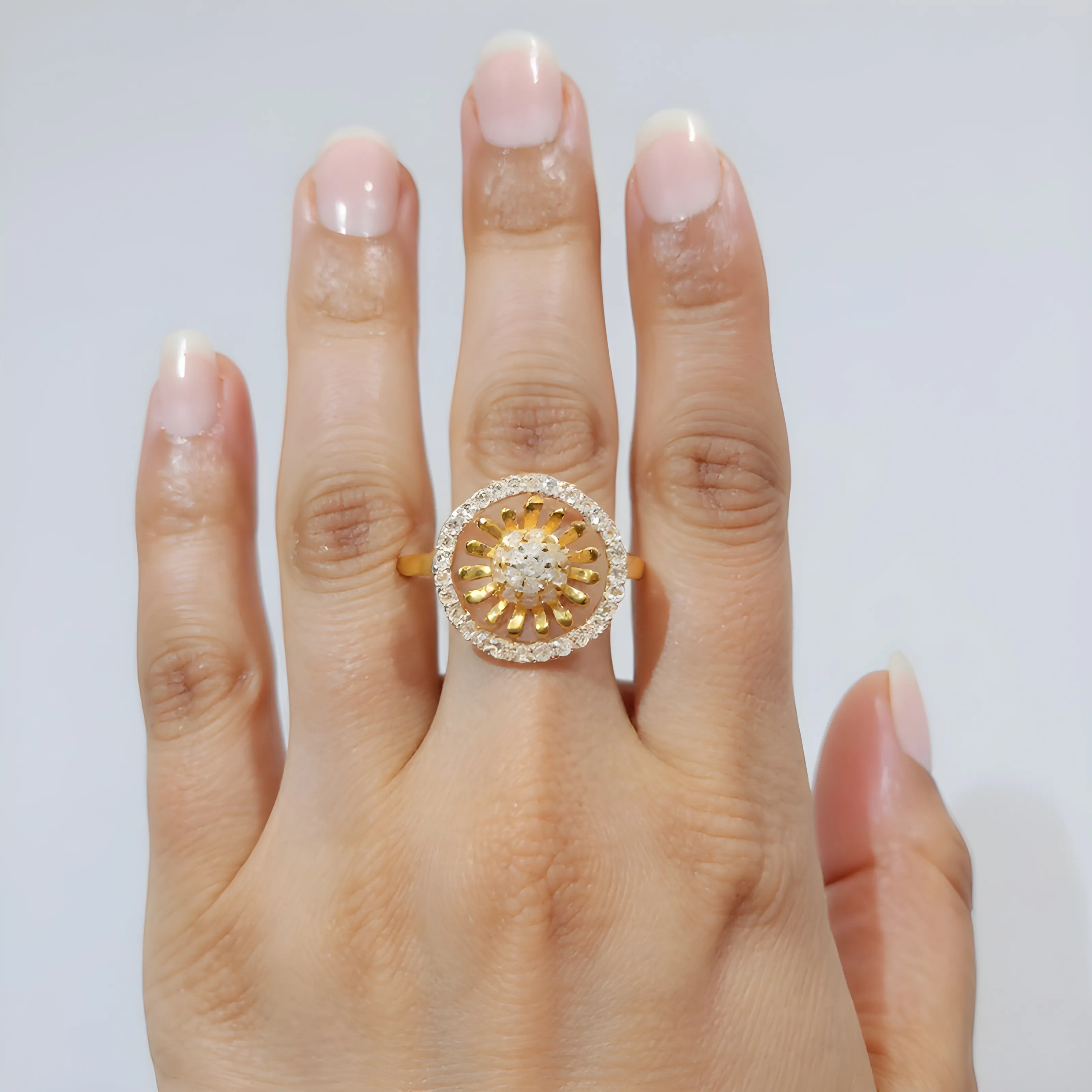 Sunburst Diamond Ring view 2