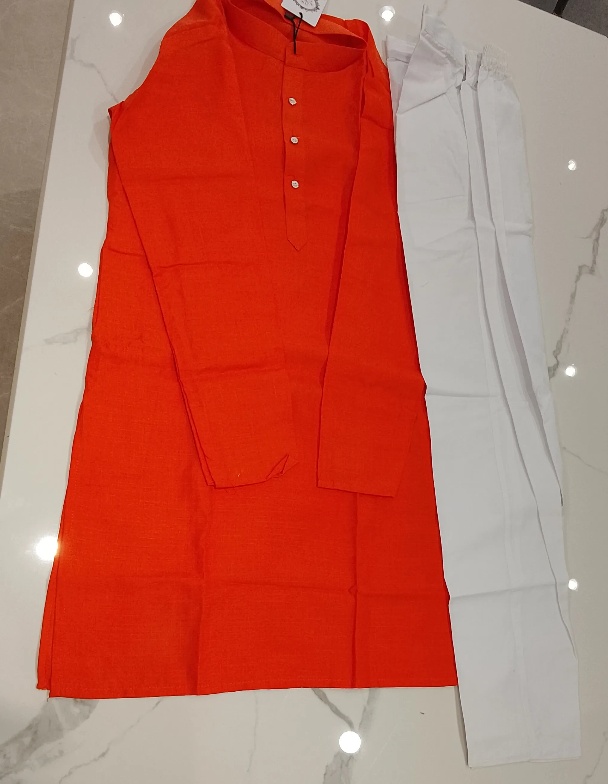 Orange Tunic and White Trousers view 3