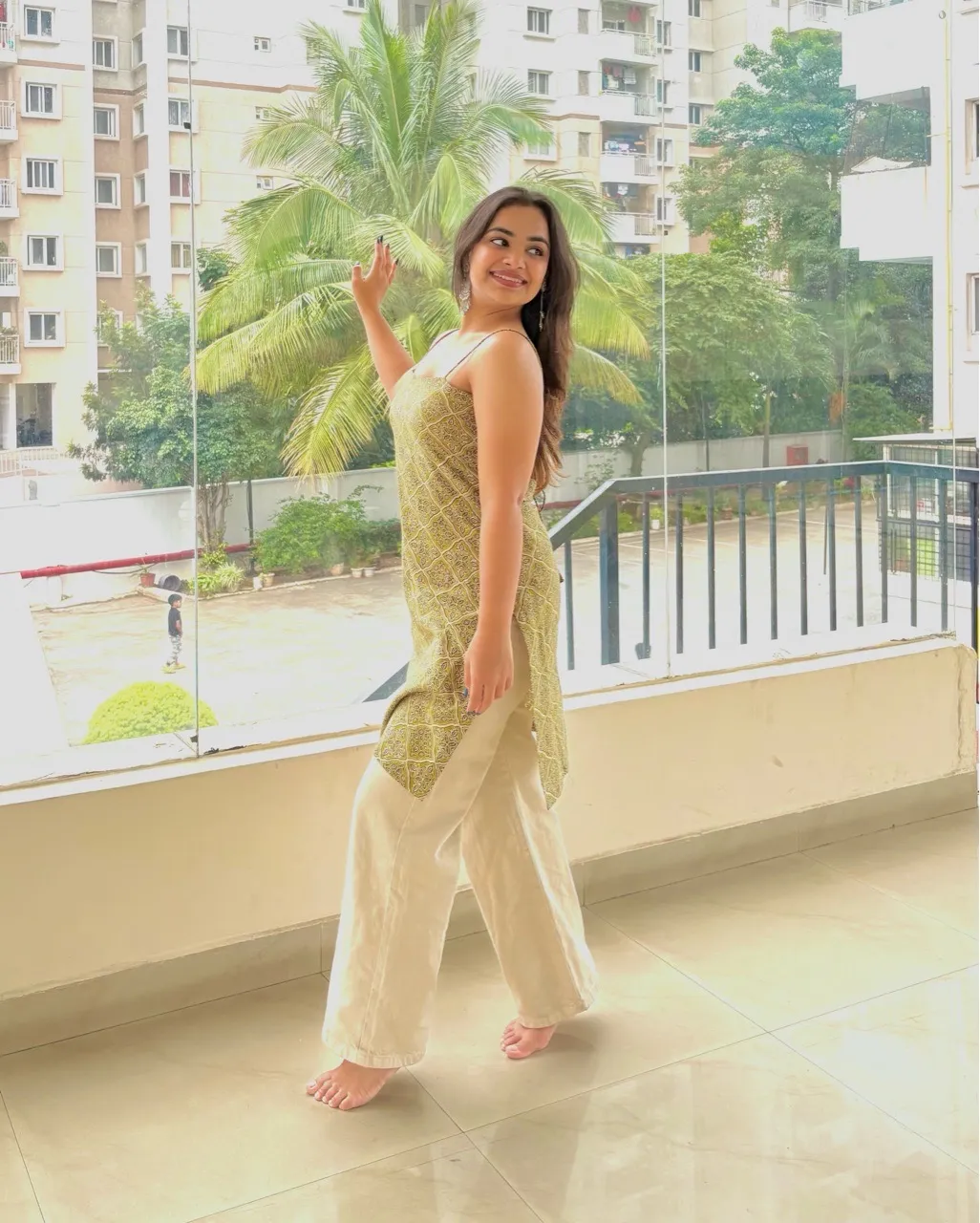 Mehendi Green Tie-Up Kurti view 2