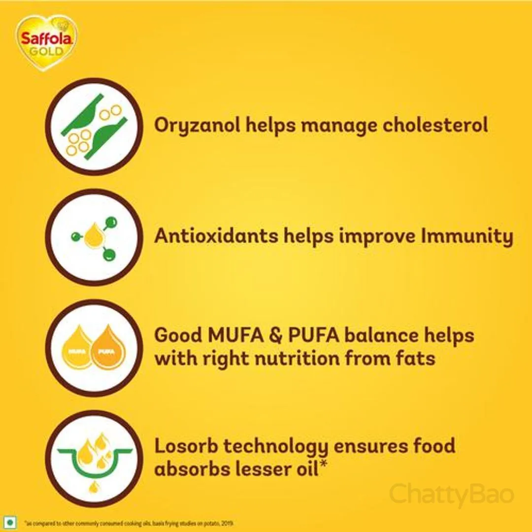 Saffola Gold Refined Cooking Oil Pouch 1 L view 5