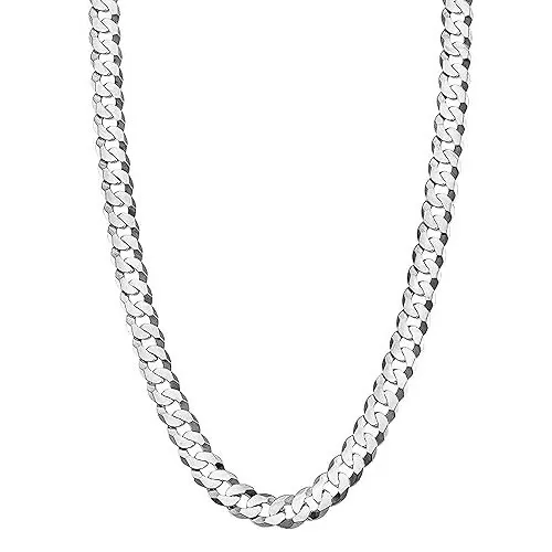 Silver Cuban Link Necklace Chain view 2