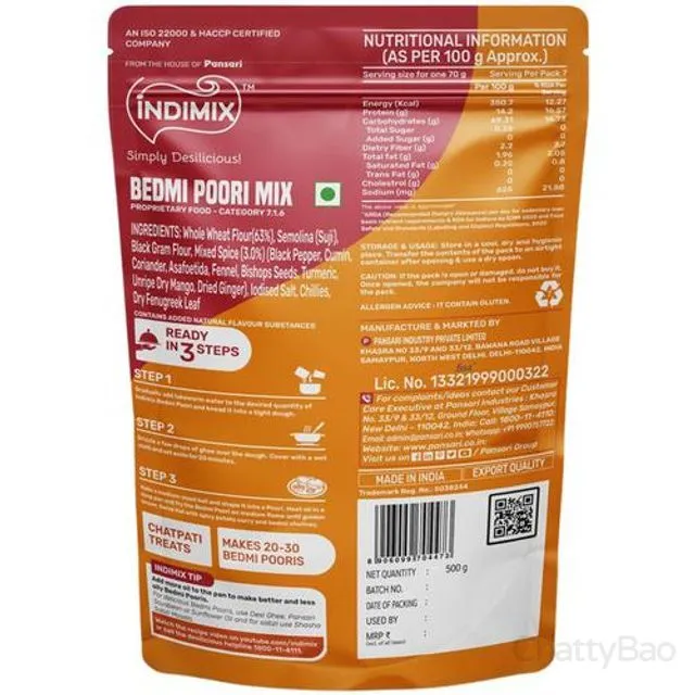 Pansari Indimix Bedmi Poori Mix 500 g view 2