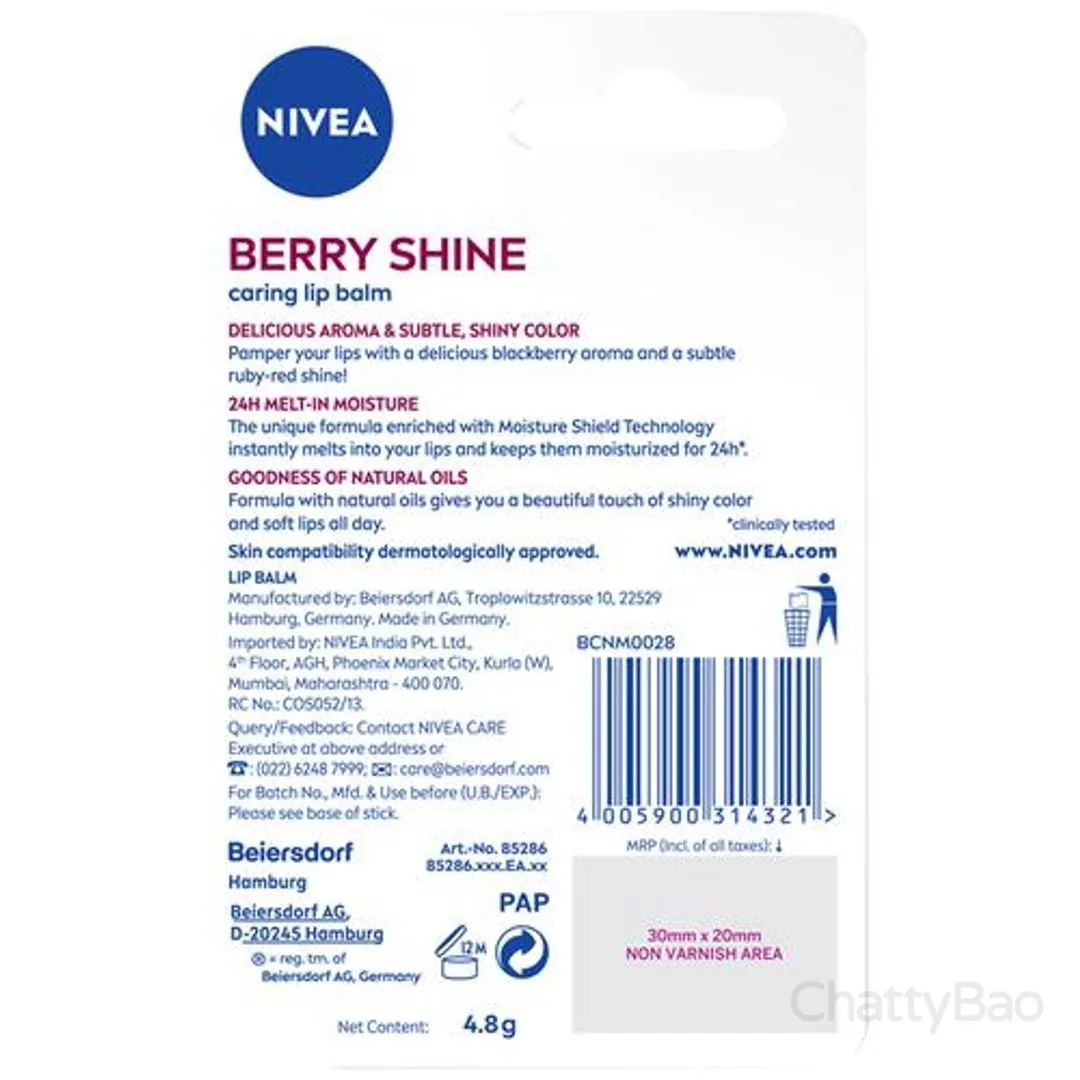 Nivea Lip Balm - Berry Shine 4.8 g view 2