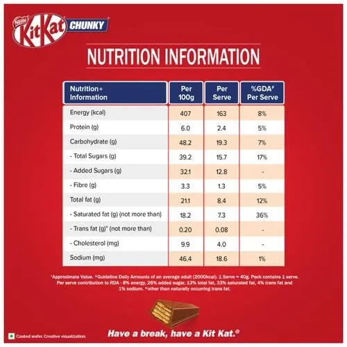 Nestle Kitkat Chunky Milk Chocolate Bar 40 g view 3