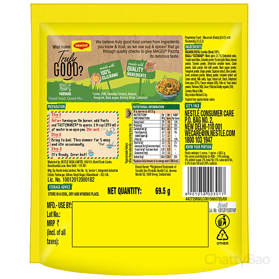Maggi Pazzta Masala Penne - 100% Suji/ Rawa 69.5 g view 2