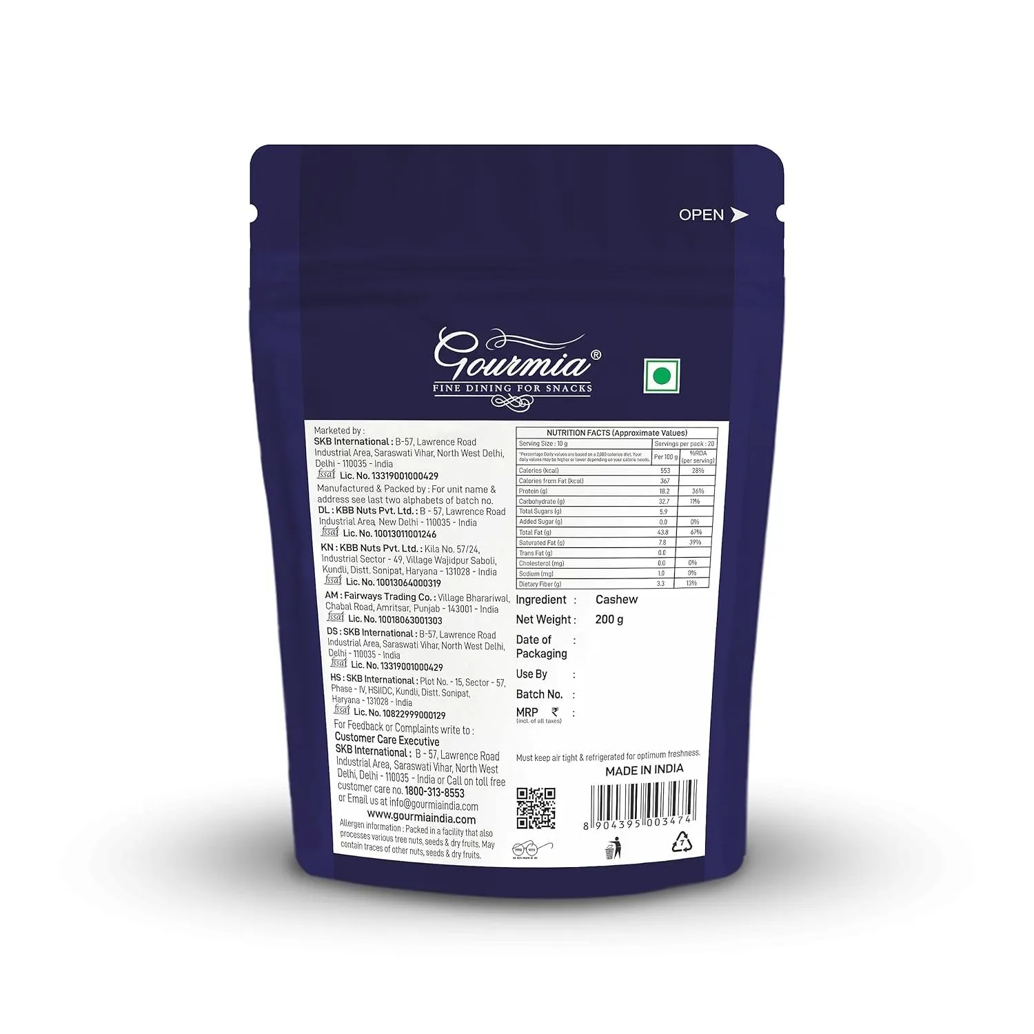 Gourmia Whole Cashews Large W240 200 g view 2