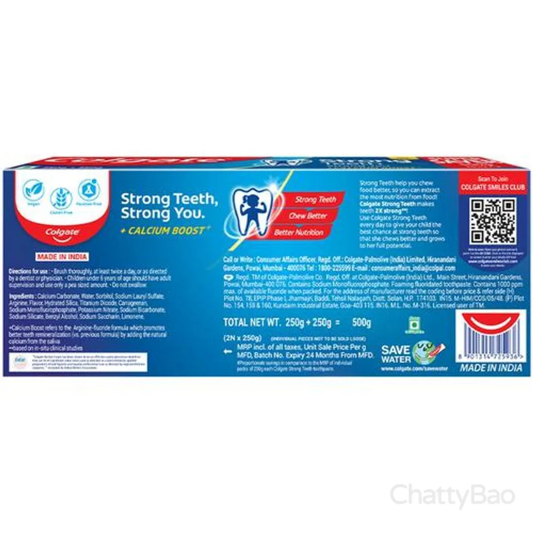 Colgate Strong Teeth Anticavity Toothpaste 500 g (2 x 250 g) view 2