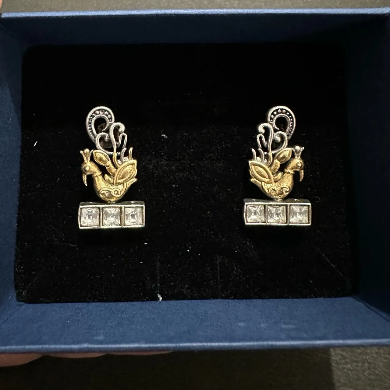 Golden Peacock Earrings view 2