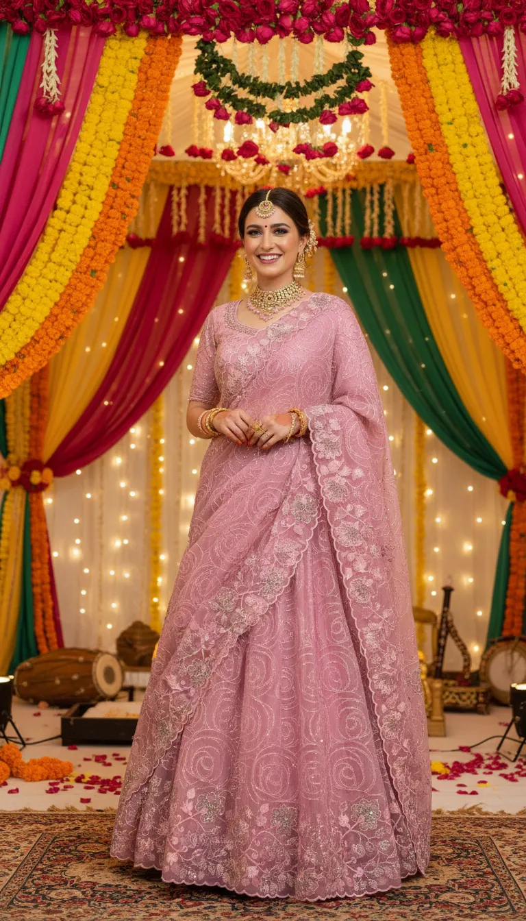 Pink Embroidered And Woven Saree view 2
