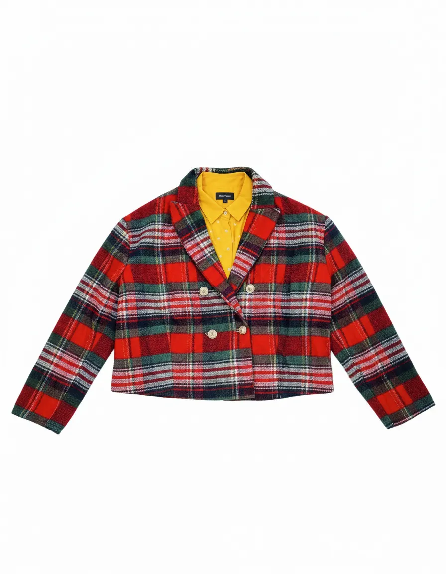 Plaid Wool Blazer view 3