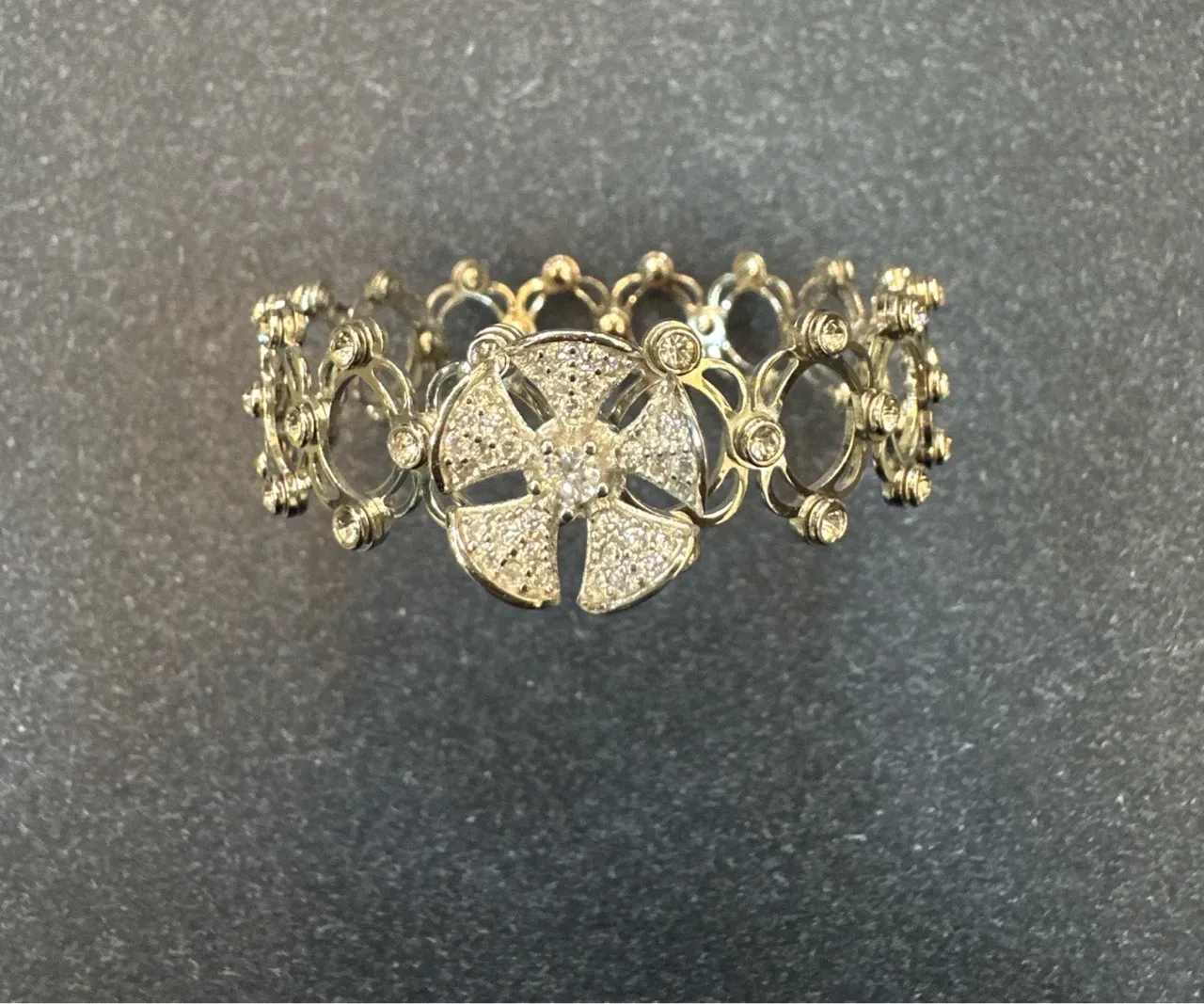 Silver Floral Bracelet convertible to Ring view 3