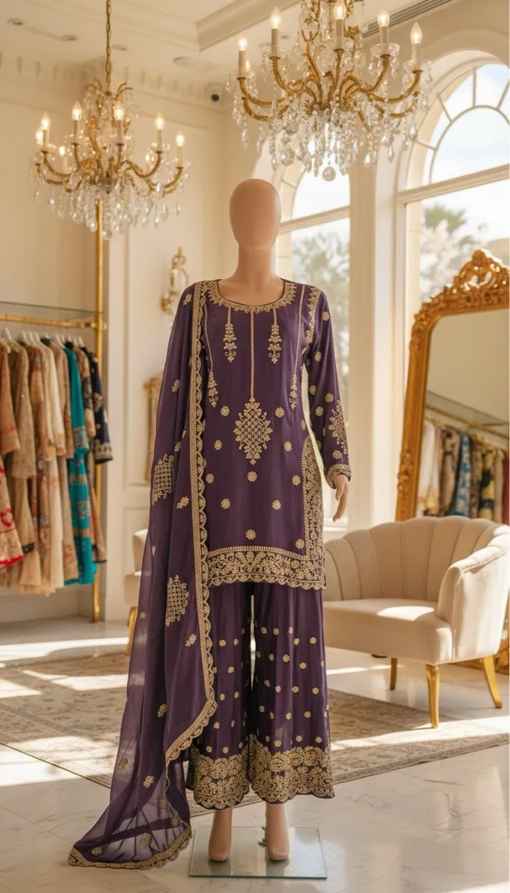 Silk Premium Embroidered .Sharara Suit view 2