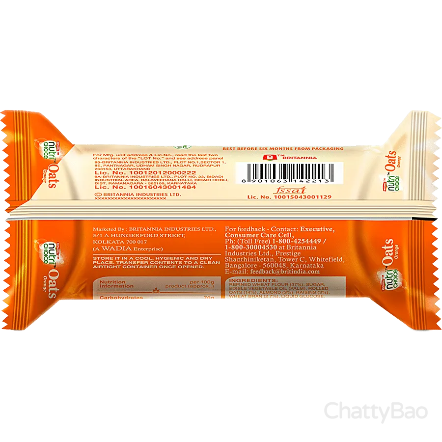 Britannia NutriChoice Oats Cookies - Orange Almond 75 g view 2